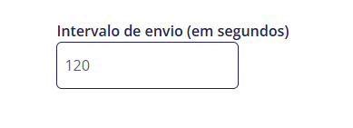 Tela do iHelp: Configurando o intervalo de envios