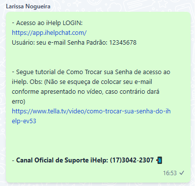 Tela do iHelp: 1º Passo - Acessar a plataforma