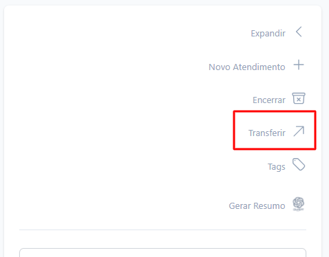Tela do iHelp: Como transferir um atendimento