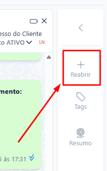 Tela do iHelp: Como reabrir um atendimento finalizado
