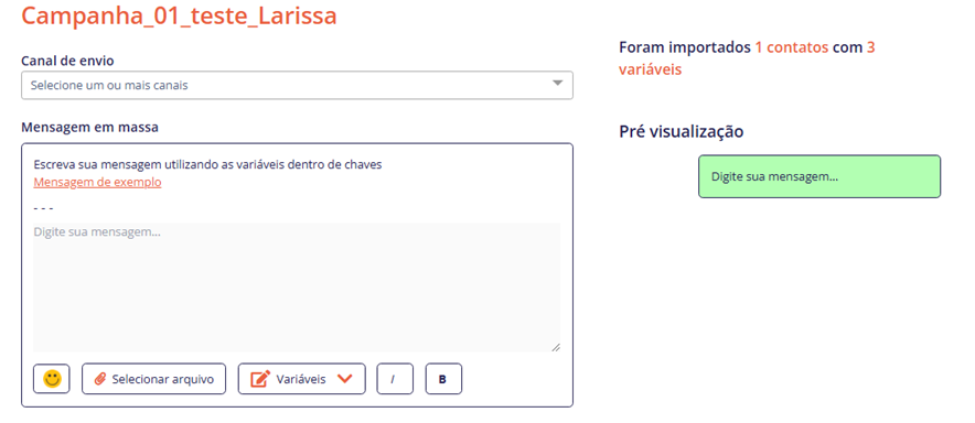 Tela do iHelp: Personalizando sua mensagem