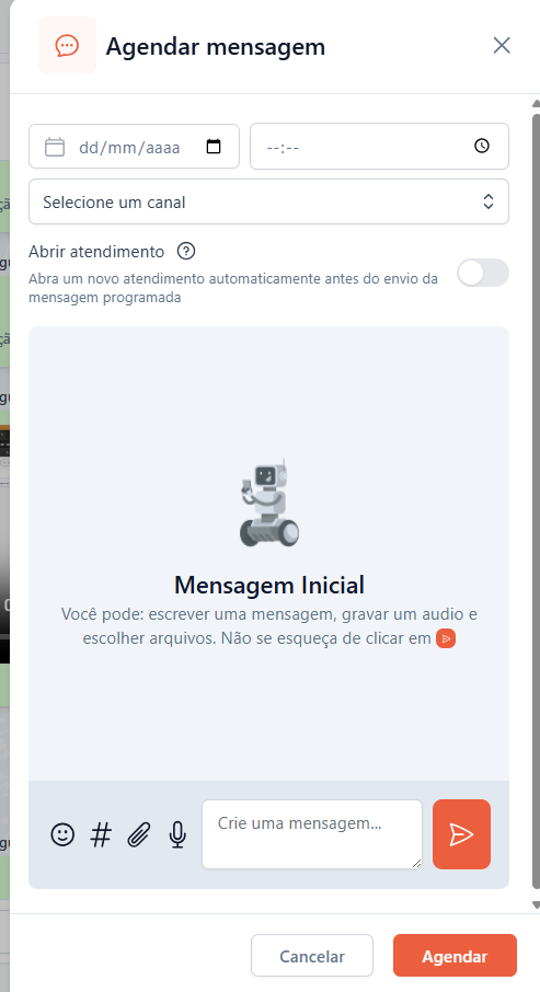 Tela do iHelp: Como agendar uma mensagem