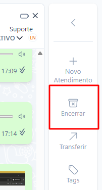 Tela do iHelp: Como encerrar um atendimento