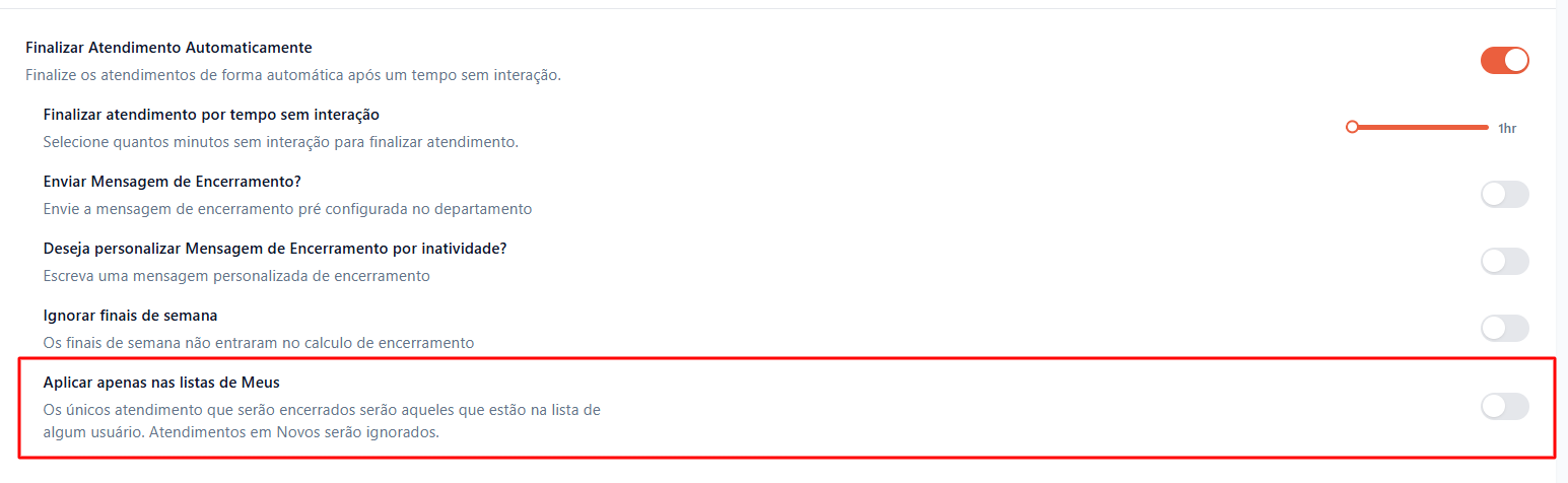 Tela do iHelp: Encerramento automático pela aba "Meus"