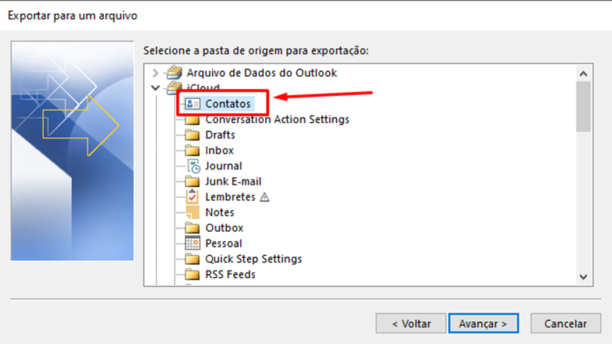 Tela do iHelp: Vá para o Outlook no Desktop