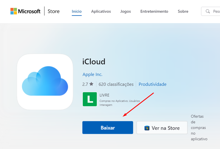 Tela do iHelp: Instale o iCloud no desktop