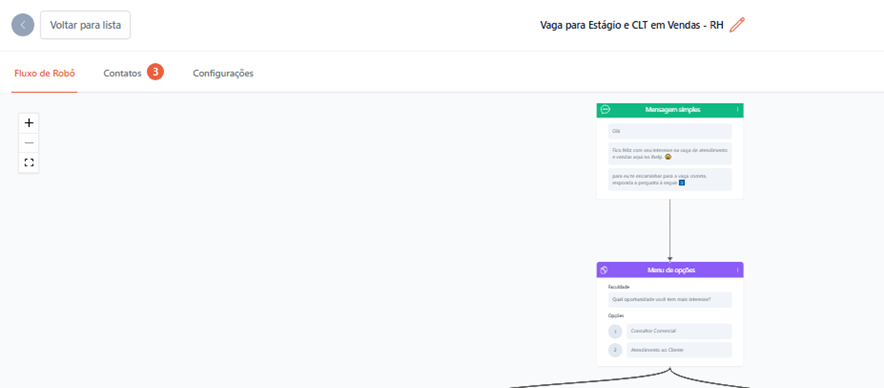 Tela do iHelp: Como editar um robô já existente