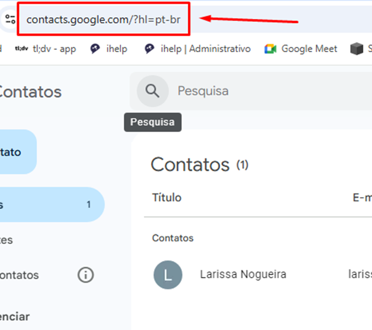 Tela do iHelp: Pelo Google Contatos (recomendado)