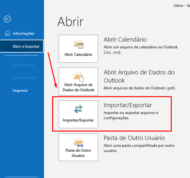 Tela do iHelp: Vá para o Outlook no Desktop