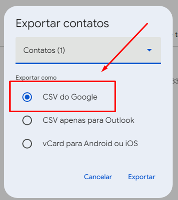 Tela do iHelp: Pelo Google Contatos (recomendado)