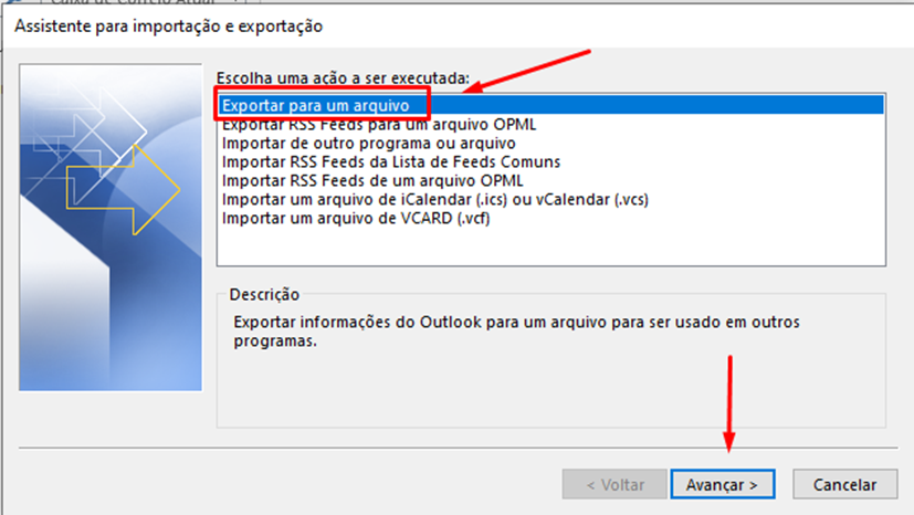 Tela do iHelp: Vá para o Outlook no Desktop
